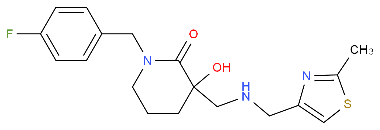 1-(4-fluorobenzyl)-3-hydroxy-3-({[(2-methyl-1,3-thiazol-4-yl)methyl]amino}methyl)-2-piperidinone_分子结构_CAS_)