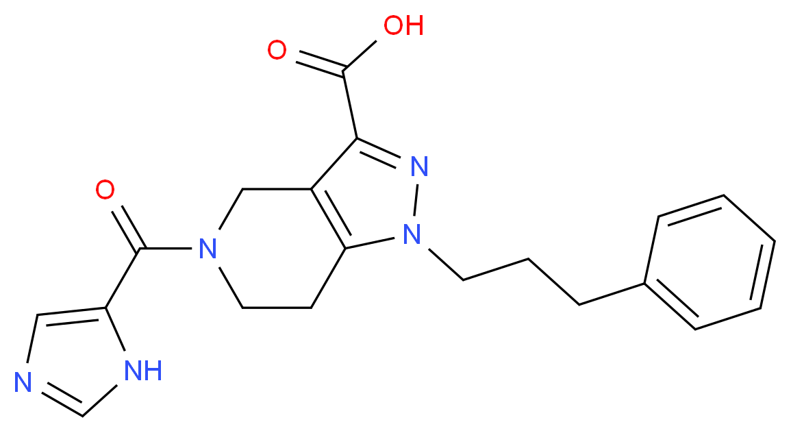 5-(1H-imidazol-5-ylcarbonyl)-1-(3-phenylpropyl)-4,5,6,7-tetrahydro-1H-pyrazolo[4,3-c]pyridine-3-carboxylic acid_分子结构_CAS_)