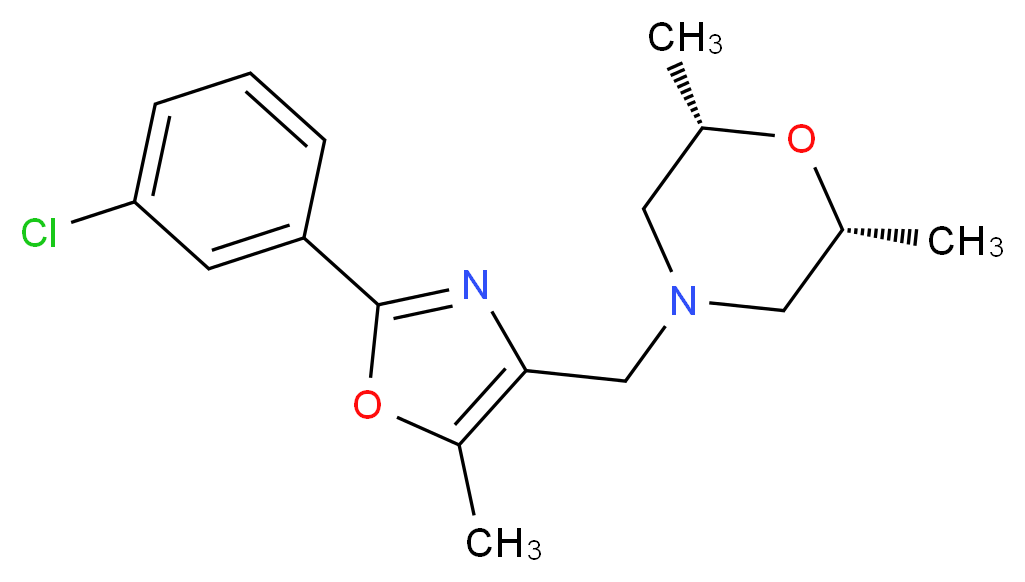 (2R*,6S*)-4-{[2-(3-chlorophenyl)-5-methyl-1,3-oxazol-4-yl]methyl}-2,6-dimethylmorpholine_分子结构_CAS_)