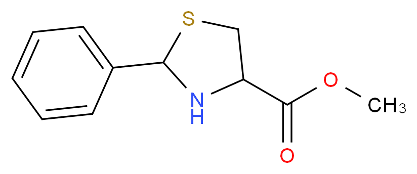 2-PHENYLTHIAZOLIDINE-4-CARBOXYLIC ACID METHYL ESTER_分子结构_CAS_69739-20-4)