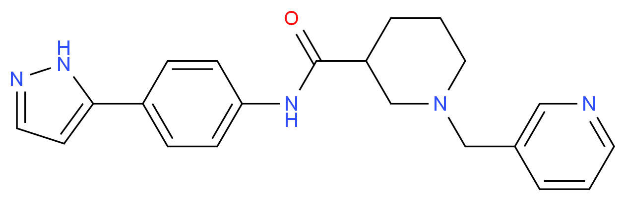 N-[4-(1H-pyrazol-5-yl)phenyl]-1-(3-pyridinylmethyl)-3-piperidinecarboxamide_分子结构_CAS_)