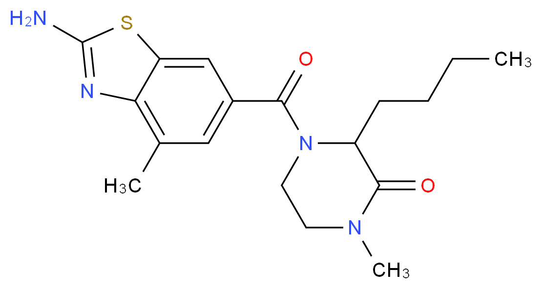 4-[(2-amino-4-methyl-1,3-benzothiazol-6-yl)carbonyl]-3-butyl-1-methyl-2-piperazinone_分子结构_CAS_)