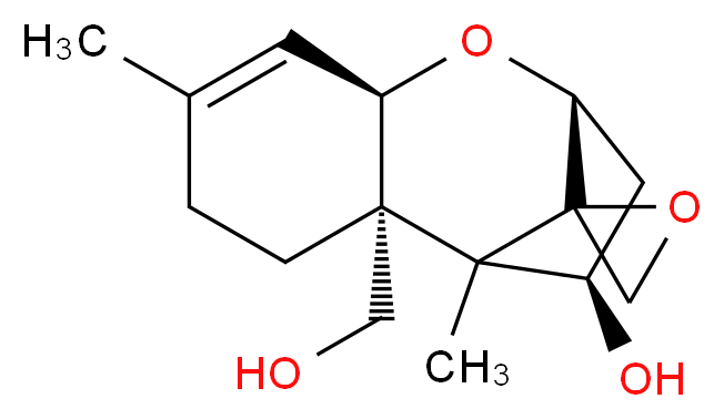 (2'R,7'R,9'R,11'R)-2'-(hydroxymethyl)-1',5'-dimethyl-8'-oxaspiro[oxirane-2,12'-tricyclo[7.2.1.0<sup>2</sup>,<sup>7</sup>]dodecan]-5'-en-11'-ol_分子结构_CAS_2198-92-7