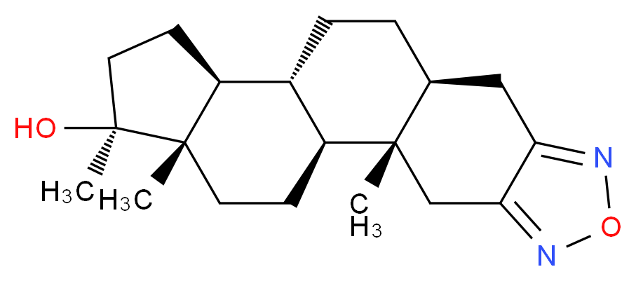 (1S,2S,10S,13R,14S,17S,18S)-2,17,18-trimethyl-6-oxa-5,7-diazapentacyclo[11.7.0.0^{2,10}.0^{4,8}.0^{14,18}]icosa-4,7-dien-17-ol_分子结构_CAS_1239-29-8