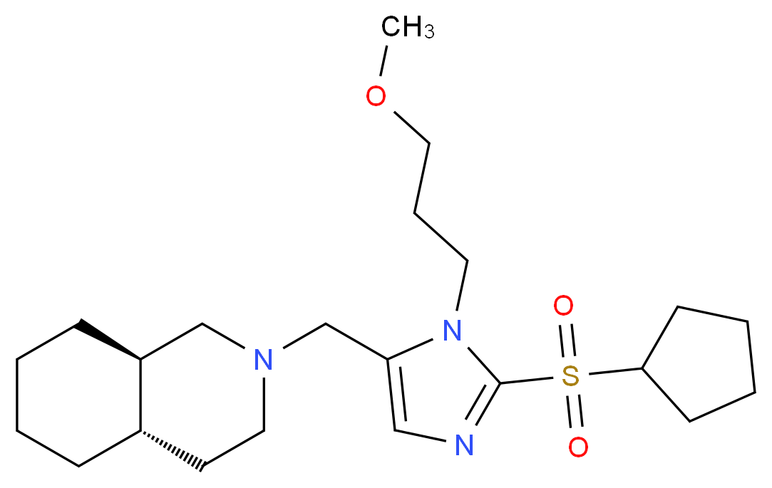 (4aS*,8aR*)-2-{[2-(cyclopentylsulfonyl)-1-(3-methoxypropyl)-1H-imidazol-5-yl]methyl}decahydroisoquinoline_分子结构_CAS_)