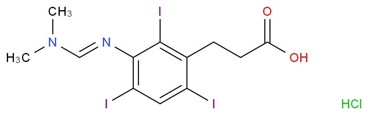 3-(3-{[(Dimethylamino)methylene]amino}-2,4,6-triiodophenyl)propanoic acid hydrochloride_分子结构_CAS_5587-89-3)