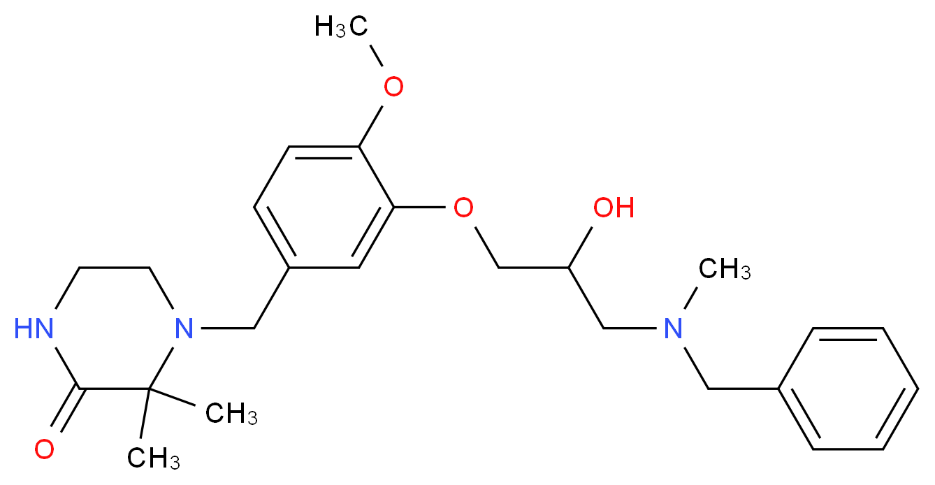 4-(3-{3-[benzyl(methyl)amino]-2-hydroxypropoxy}-4-methoxybenzyl)-3,3-dimethyl-2-piperazinone_分子结构_CAS_)