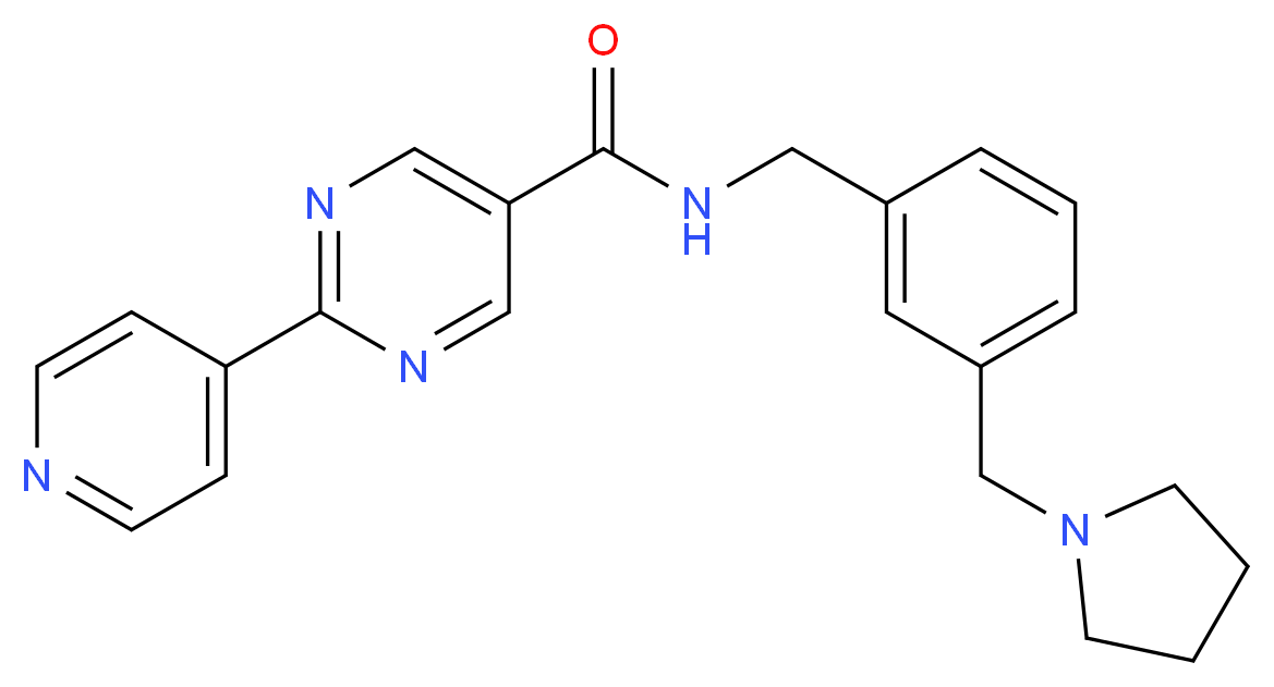 2-(4-pyridinyl)-N-[3-(1-pyrrolidinylmethyl)benzyl]-5-pyrimidinecarboxamide_分子结构_CAS_)