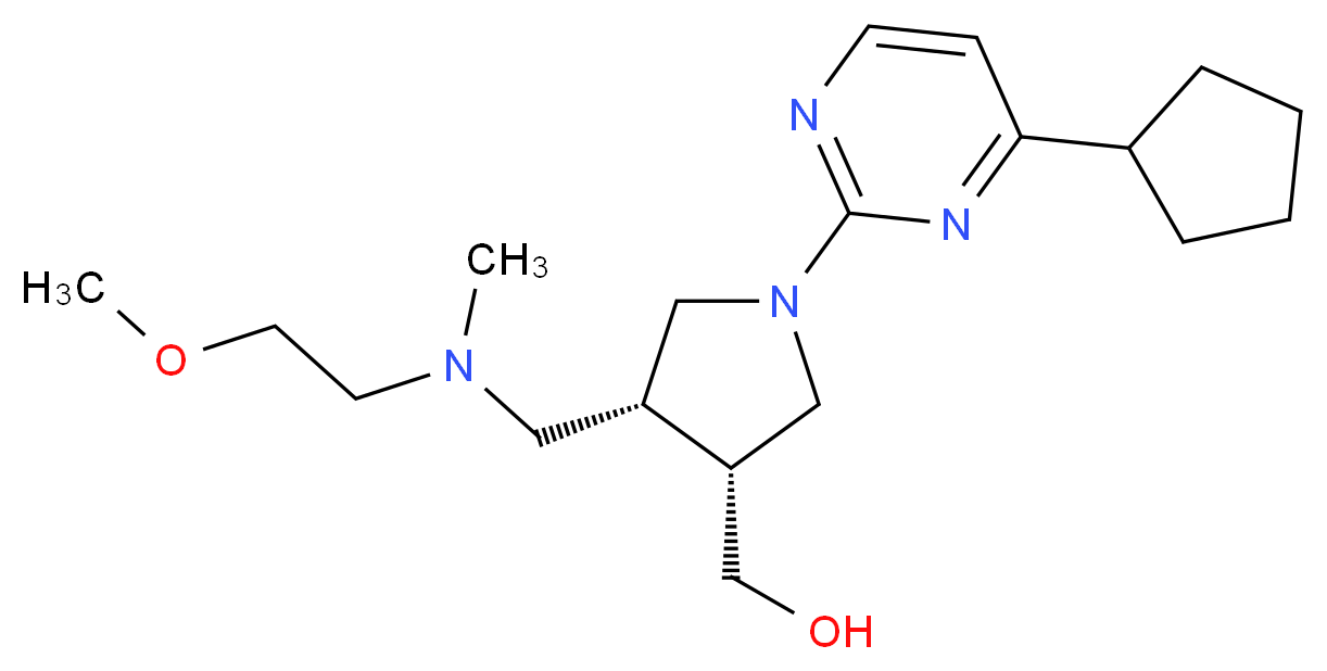 ((3R*,4R*)-1-(4-cyclopentyl-2-pyrimidinyl)-4-{[(2-methoxyethyl)(methyl)amino]methyl}-3-pyrrolidinyl)methanol_分子结构_CAS_)