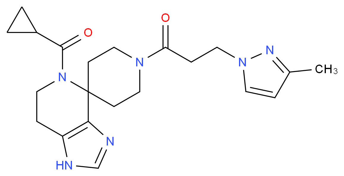 5-(cyclopropylcarbonyl)-1'-[3-(3-methyl-1H-pyrazol-1-yl)propanoyl]-1,5,6,7-tetrahydrospiro[imidazo[4,5-c]pyridine-4,4'-piperidine]_分子结构_CAS_)