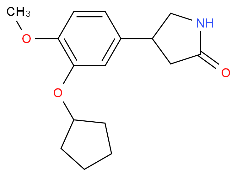 4-[3-(cyclopentyloxy)-4-methoxyphenyl]pyrrolidin-2-one_分子结构_CAS_61413-54-5