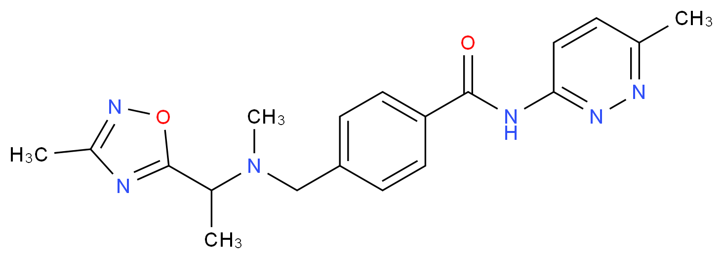 4-({methyl[1-(3-methyl-1,2,4-oxadiazol-5-yl)ethyl]amino}methyl)-N-(6-methylpyridazin-3-yl)benzamide_分子结构_CAS_)