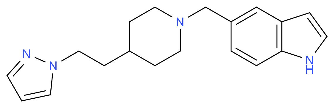 5-({4-[2-(1H-pyrazol-1-yl)ethyl]-1-piperidinyl}methyl)-1H-indole_分子结构_CAS_)