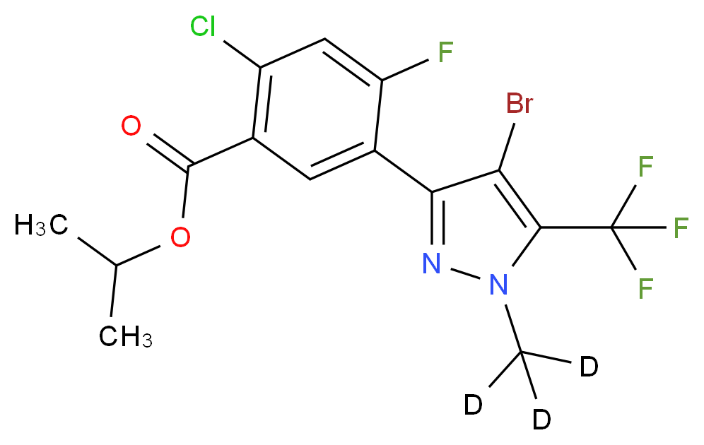 propan-2-yl 5-[4-bromo-1-(<sup>2</sup>H<sub>3</sub>)methyl-5-(trifluoromethyl)-1H-pyrazol-3-yl]-2-chloro-4-fluorobenzoate_分子结构_CAS_1189932-72-6