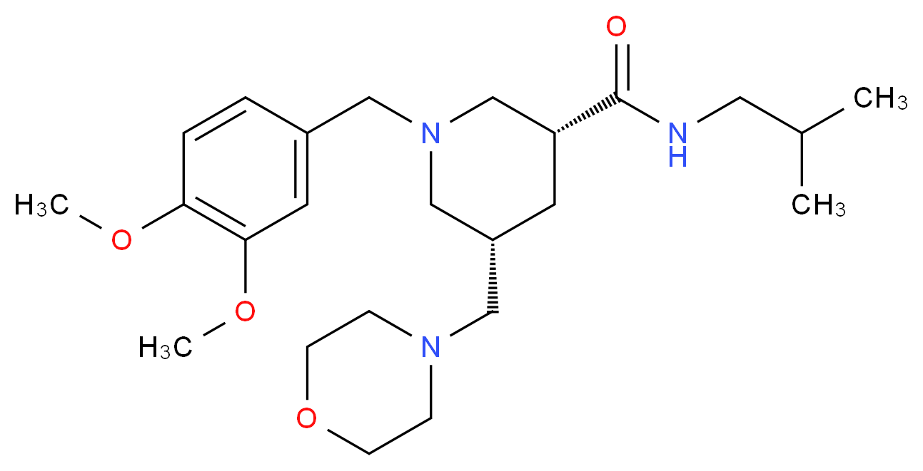 (3R,5S)-1-(3,4-dimethoxybenzyl)-N-isobutyl-5-(4-morpholinylmethyl)-3-piperidinecarboxamide_分子结构_CAS_)