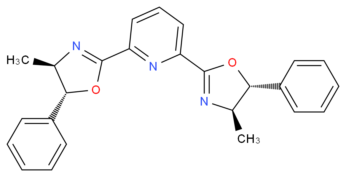 2,6-bis[(4R,5R)-4-methyl-5-phenyl-4,5-dihydro-1,3-oxazol-2-yl]pyridine_分子结构_CAS_312624-05-8