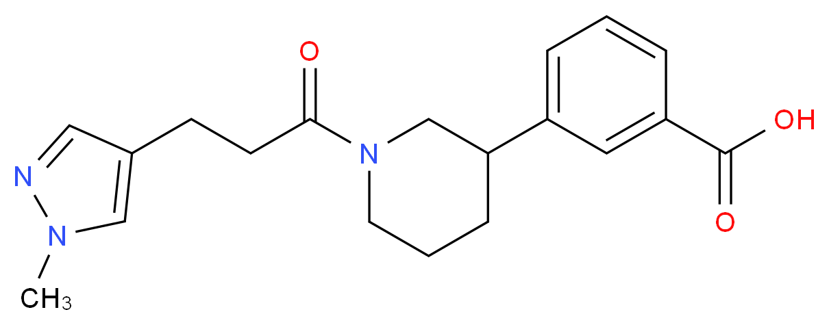3-{1-[3-(1-methyl-1H-pyrazol-4-yl)propanoyl]piperidin-3-yl}benzoic acid_分子结构_CAS_)