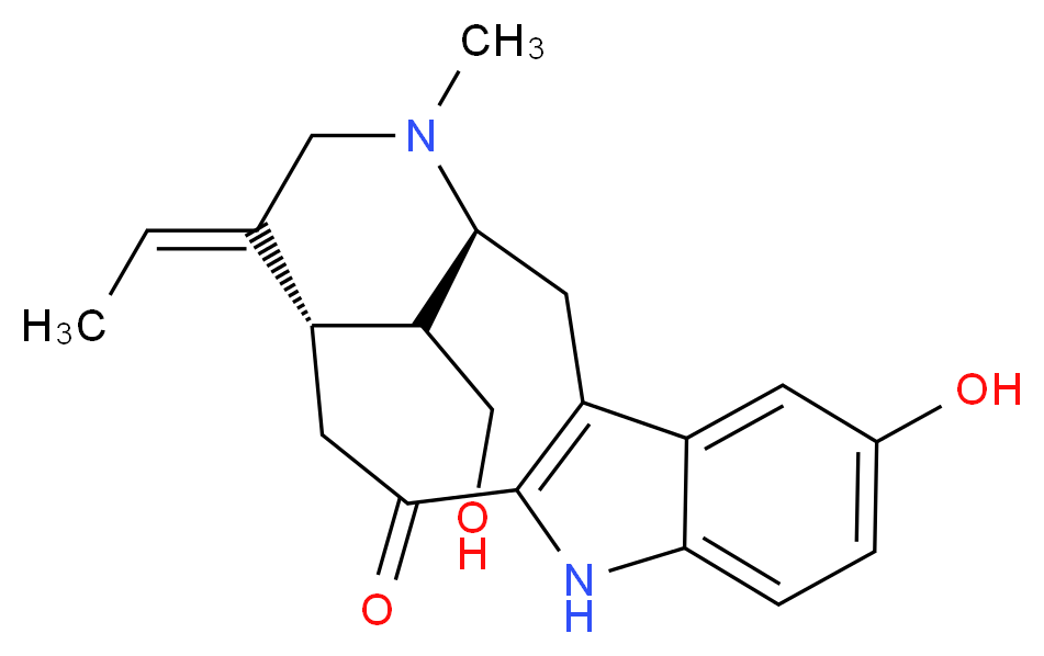 (1S,14S,15E)-15-ethylidene-6-hydroxy-18-(hydroxymethyl)-17-methyl-10,17-diazatetracyclo[12.3.1.0<sup>3</sup>,<sup>1</sup><sup>1</sup>.0<sup>4</sup>,<sup>9</sup>]octadeca-3(11),4,6,8-tetraen-12-one_分子结构_CAS_82513-70-0