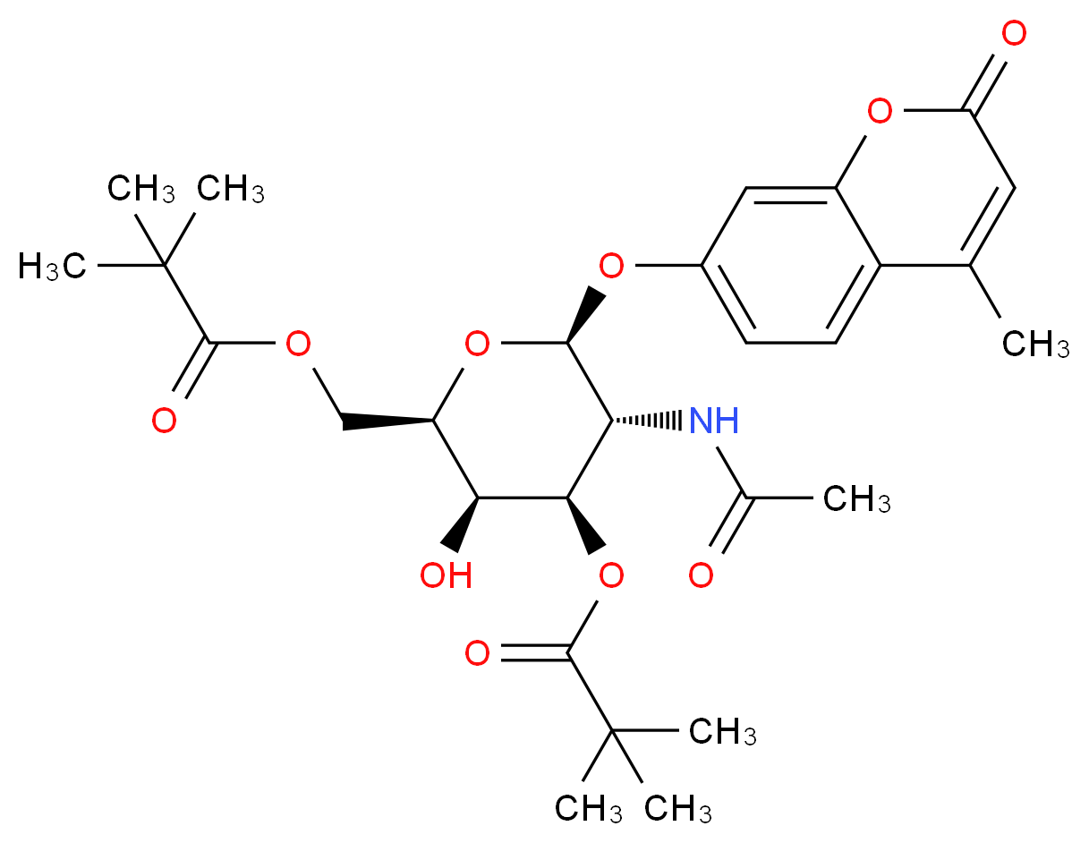 [(2R,3R,4R,5R,6S)-4-[(2,2-dimethylpropanoyl)oxy]-5-acetamido-3-hydroxy-6-[(4-methyl-2-oxo-2H-chromen-7-yl)oxy]oxan-2-yl]methyl 2,2-dimethylpropanoate_分子结构_CAS_849207-59-6