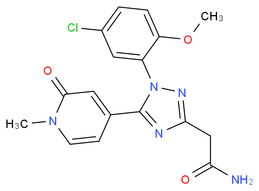 2-[1-(5-chloro-2-methoxyphenyl)-5-(1-methyl-2-oxo-1,2-dihydropyridin-4-yl)-1H-1,2,4-triazol-3-yl]acetamide_分子结构_CAS_)
