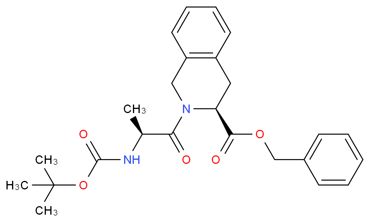 [S-(R*,R*)]-2-[2-tert-Butyloxycarbonylamino-1-oxopropyl]-1,2,3,4-tetrahydro-3-isoquinolinecarboxylic Acid Phenylmethyl Ester_分子结构_CAS_92829-12-4)
