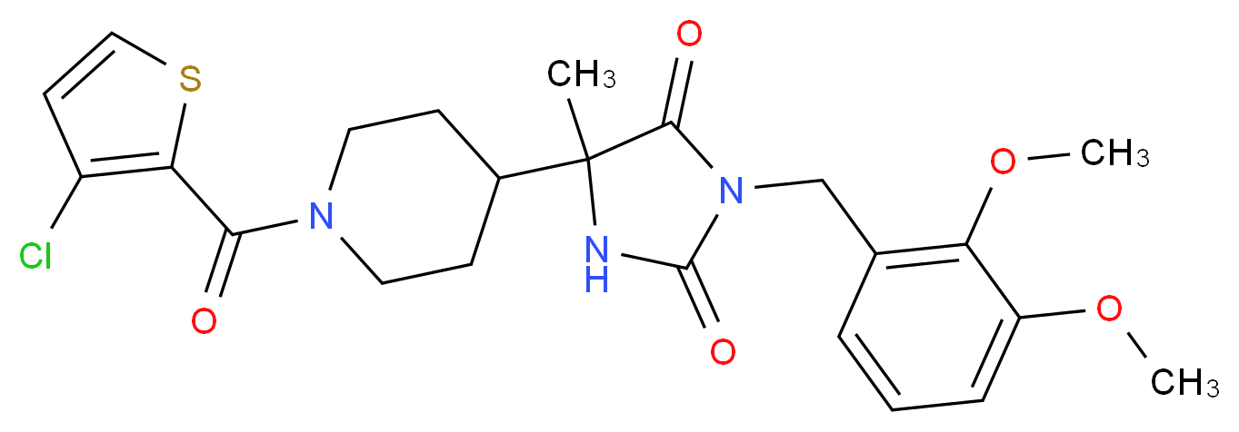 5-{1-[(3-chloro-2-thienyl)carbonyl]-4-piperidinyl}-3-(2,3-dimethoxybenzyl)-5-methyl-2,4-imidazolidinedione_分子结构_CAS_)