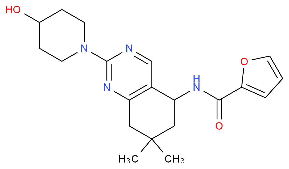 N-[2-(4-hydroxy-1-piperidinyl)-7,7-dimethyl-5,6,7,8-tetrahydro-5-quinazolinyl]-2-furamide_分子结构_CAS_)
