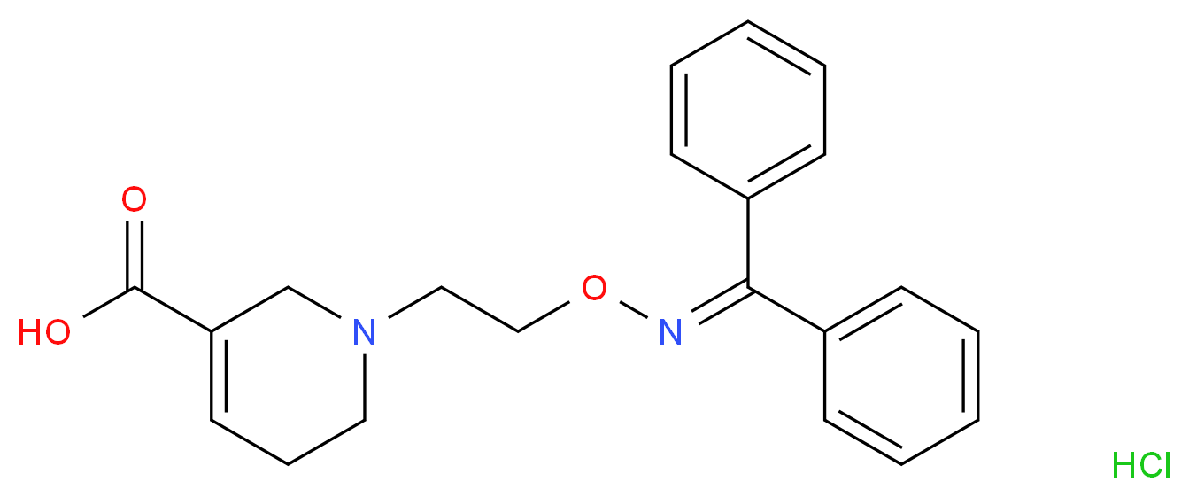 1-(2-{[(diphenylmethylidene)amino]oxy}ethyl)-1,2,5,6-tetrahydropyridine-3-carboxylic acid hydrochloride_分子结构_CAS_145645-62-1