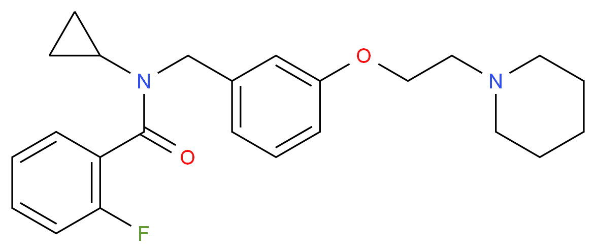 N-cyclopropyl-2-fluoro-N-{3-[2-(1-piperidinyl)ethoxy]benzyl}benzamide_分子结构_CAS_)