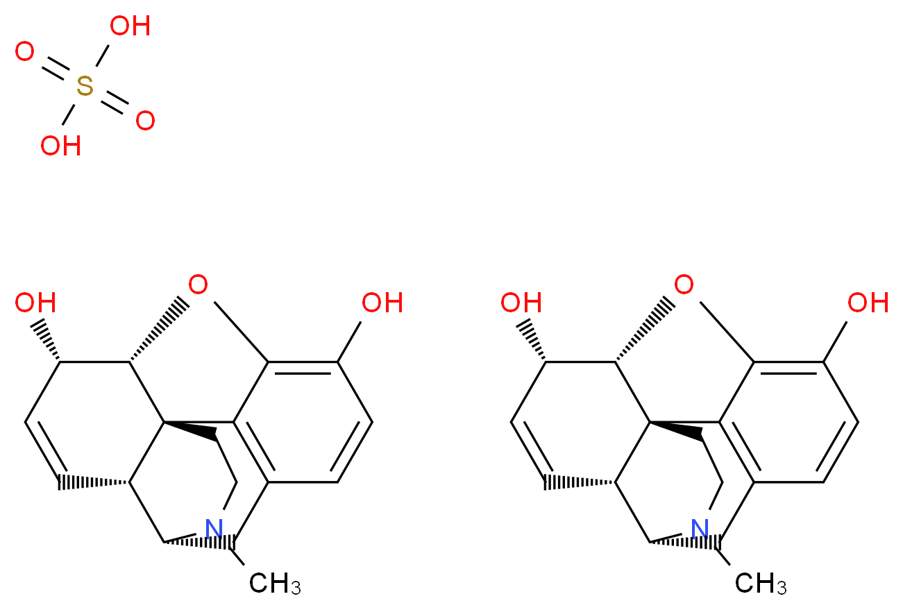 bis((1S,5R,13R,14S,17R)-4-methyl-12-oxa-4-azapentacyclo[9.6.1.0<sup>1</sup>,<sup>1</sup><sup>3</sup>.0<sup>5</sup>,<sup>1</sup><sup>7</sup>.0<sup>7</sup>,<sup>1</sup><sup>8</sup>]octadeca-7(18),8,10,15-tetraene-10,14-diol); sulfuric acid_分子结构_CAS_64-31-3