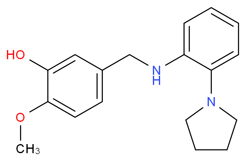 2-methoxy-5-({[2-(1-pyrrolidinyl)phenyl]amino}methyl)phenol_分子结构_CAS_)