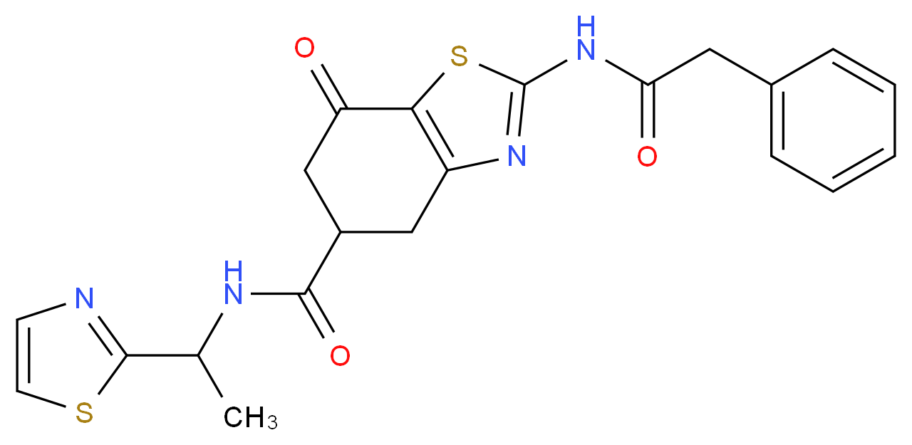 7-oxo-2-[(phenylacetyl)amino]-N-[1-(1,3-thiazol-2-yl)ethyl]-4,5,6,7-tetrahydro-1,3-benzothiazole-5-carboxamide_分子结构_CAS_)