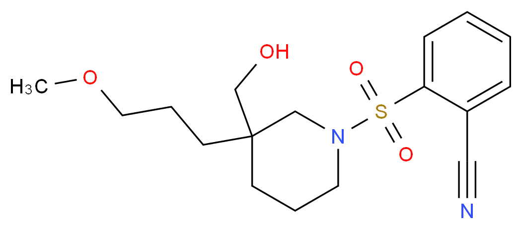 2-{[3-(hydroxymethyl)-3-(3-methoxypropyl)-1-piperidinyl]sulfonyl}benzonitrile_分子结构_CAS_)