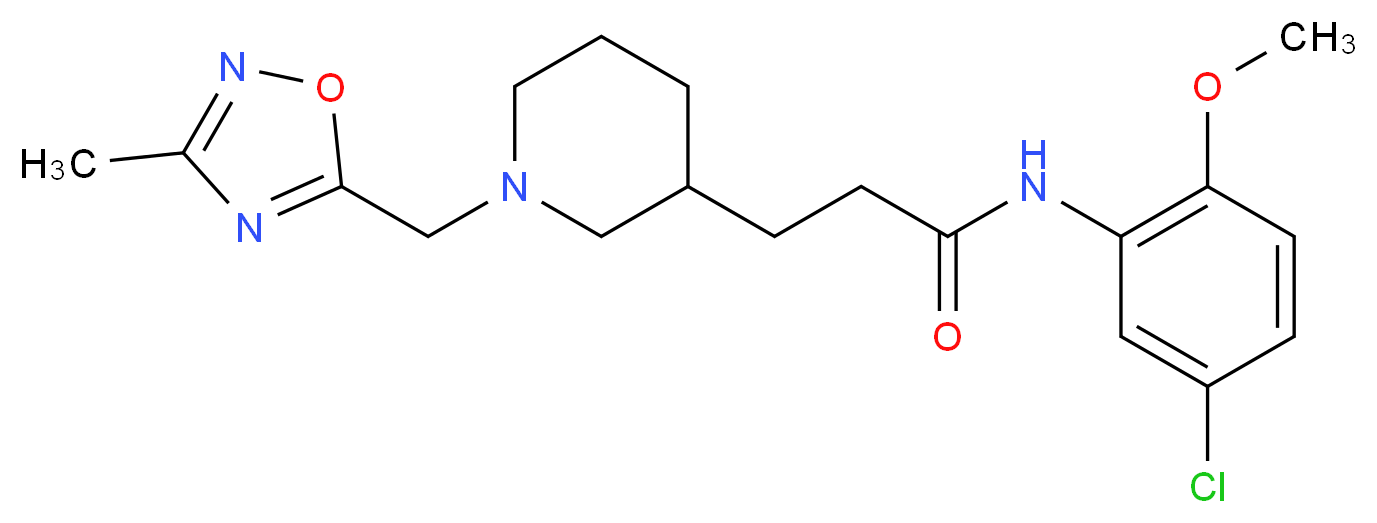 N-(5-chloro-2-methoxyphenyl)-3-{1-[(3-methyl-1,2,4-oxadiazol-5-yl)methyl]piperidin-3-yl}propanamide_分子结构_CAS_)