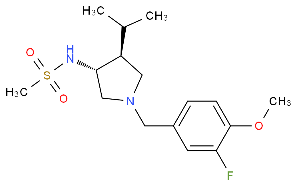 N-[(3R*,4S*)-1-(3-fluoro-4-methoxybenzyl)-4-isopropyl-3-pyrrolidinyl]methanesulfonamide_分子结构_CAS_)
