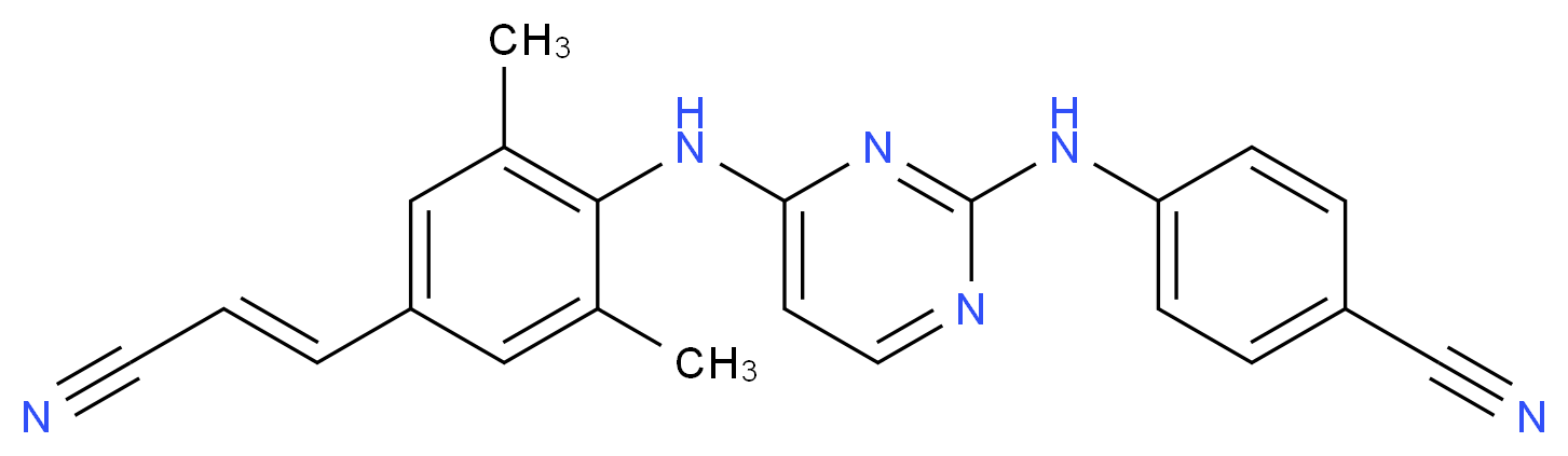 4-{[4-({4-[(E)-2-cyanoethenyl]-2,6-dimethylphenyl}amino)pyrimidin-2-yl]amino}benzonitrile_分子结构_CAS_)