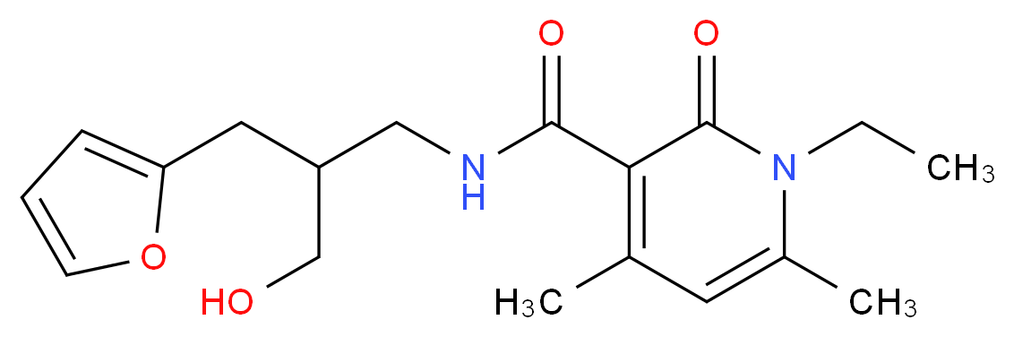 1-ethyl-N-[3-(2-furyl)-2-(hydroxymethyl)propyl]-4,6-dimethyl-2-oxo-1,2-dihydropyridine-3-carboxamide_分子结构_CAS_)
