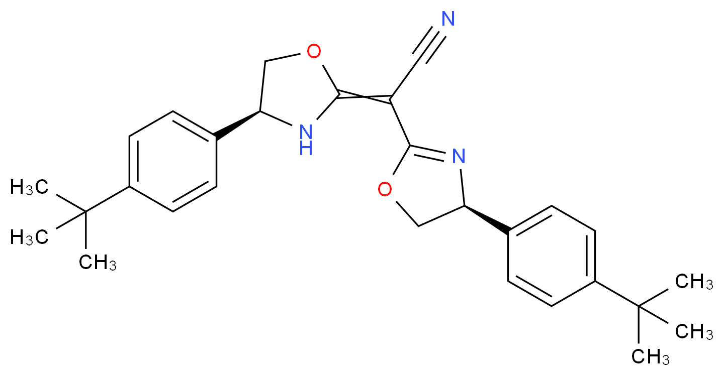 2-[(4S)-4-(4-tert-butylphenyl)-1,3-oxazolidin-2-ylidene]-2-[(4S)-4-(4-tert-butylphenyl)-4,5-dihydro-1,3-oxazol-2-yl]acetonitrile_分子结构_CAS_1217481-09-8