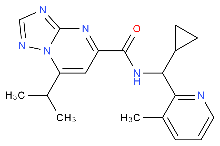 N-[cyclopropyl(3-methylpyridin-2-yl)methyl]-7-isopropyl[1,2,4]triazolo[1,5-a]pyrimidine-5-carboxamide_分子结构_CAS_)