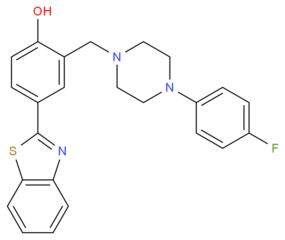 4-(1,3-benzothiazol-2-yl)-2-{[4-(4-fluorophenyl)-1-piperazinyl]methyl}phenol_分子结构_CAS_)