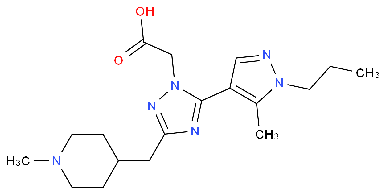 [3-[(1-methylpiperidin-4-yl)methyl]-5-(5-methyl-1-propyl-1H-pyrazol-4-yl)-1H-1,2,4-triazol-1-yl]acetic acid_分子结构_CAS_)