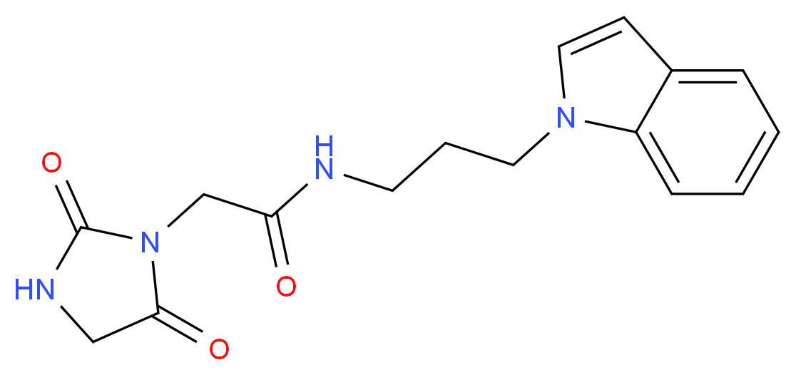 2-(2,5-dioxo-1-imidazolidinyl)-N-[3-(1H-indol-1-yl)propyl]acetamide_分子结构_CAS_)