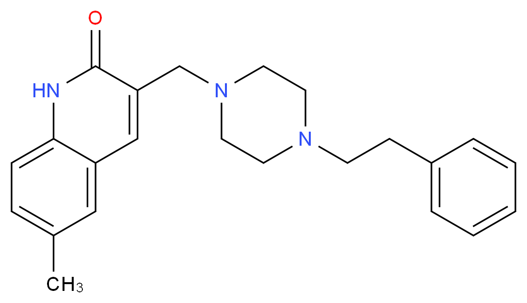 6-methyl-3-{[4-(2-phenylethyl)piperazin-1-yl]methyl}quinolin-2(1H)-one_分子结构_CAS_)