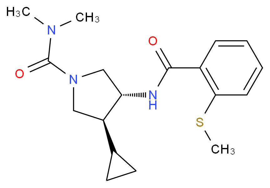(3S*,4R*)-3-cyclopropyl-N,N-dimethyl-4-{[2-(methylthio)benzoyl]amino}pyrrolidine-1-carboxamide_分子结构_CAS_)