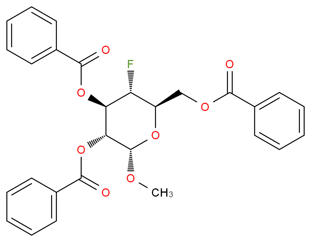 (2S,3R,4R,5R,6R)-4-(benzoyloxy)-6-[(benzoyloxy)methyl]-5-fluoro-2-methoxyoxan-3-yl benzoate_分子结构_CAS_84065-98-5