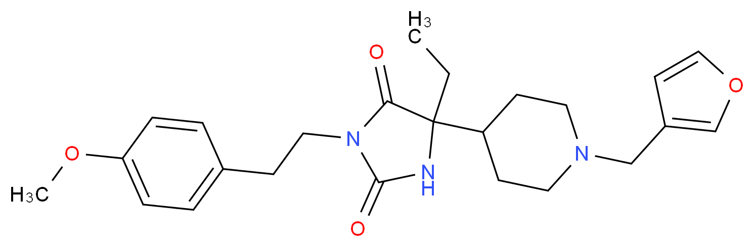 5-ethyl-5-[1-(3-furylmethyl)-4-piperidinyl]-3-[2-(4-methoxyphenyl)ethyl]-2,4-imidazolidinedione_分子结构_CAS_)
