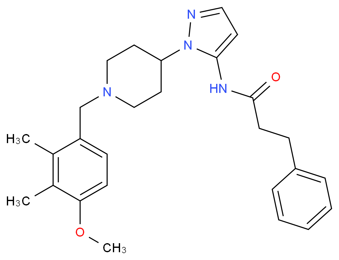 N-{1-[1-(4-methoxy-2,3-dimethylbenzyl)-4-piperidinyl]-1H-pyrazol-5-yl}-3-phenylpropanamide_分子结构_CAS_)