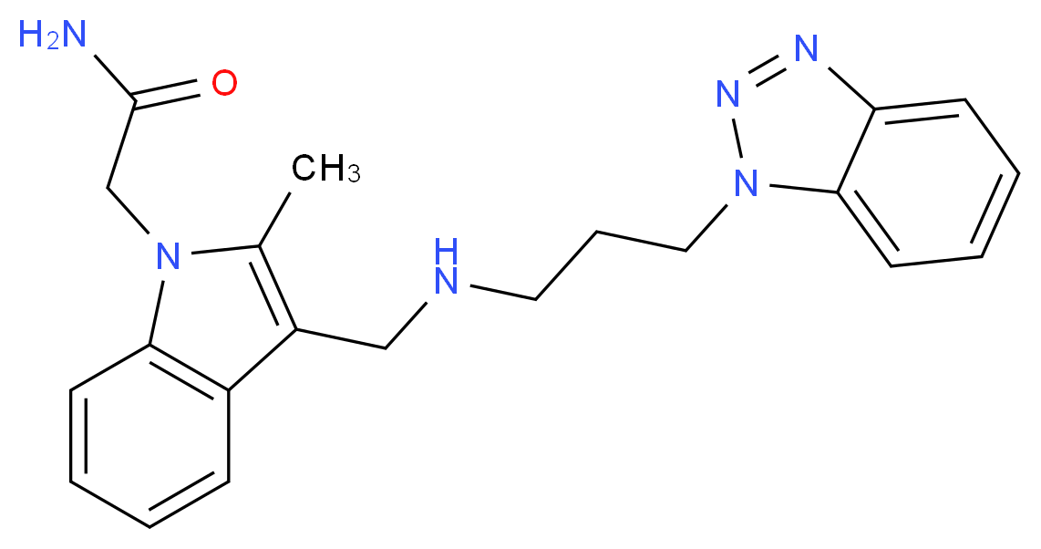 2-[3-({[3-(1H-1,2,3-benzotriazol-1-yl)propyl]amino}methyl)-2-methyl-1H-indol-1-yl]acetamide_分子结构_CAS_)