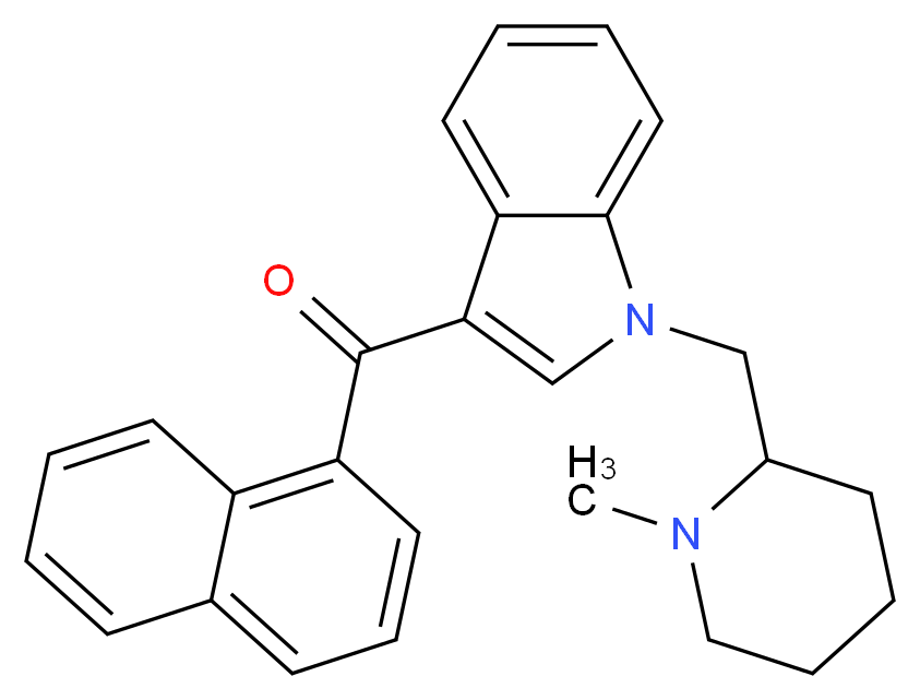 (1-((1-Methylpiperidin-2-yl)methyl)-1H-indol-3-yl)(naphthalen-1-yl)methanone_分子结构_CAS_137642-54-7)