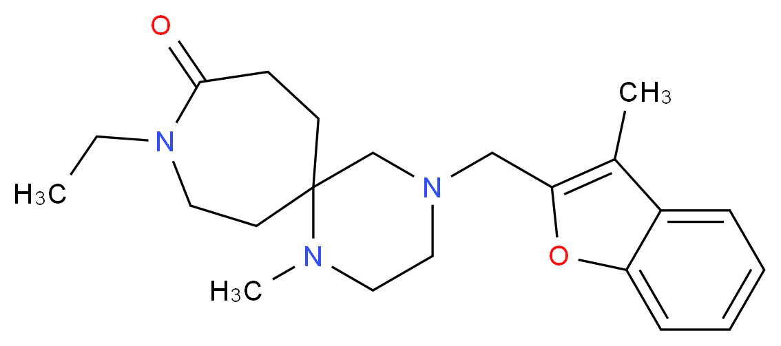 9-ethyl-1-methyl-4-[(3-methyl-1-benzofuran-2-yl)methyl]-1,4,9-triazaspiro[5.6]dodecan-10-one_分子结构_CAS_)